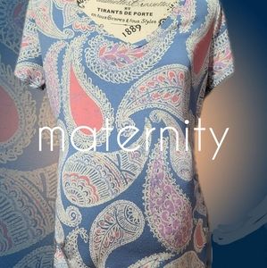 Motherhood Blue Paisley Maternity Tshirt Top